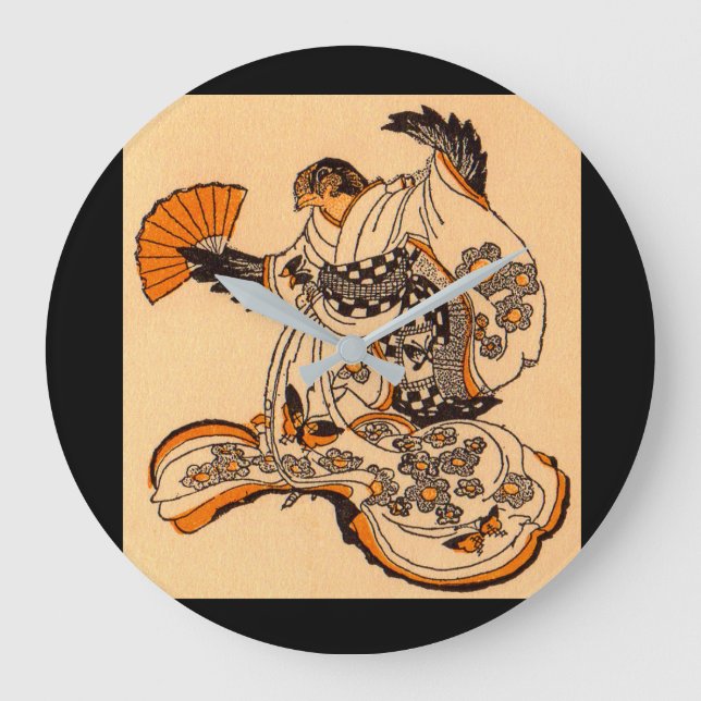 Japanese fairytale The Tongue Cut Sparrow Large Clock (Front)