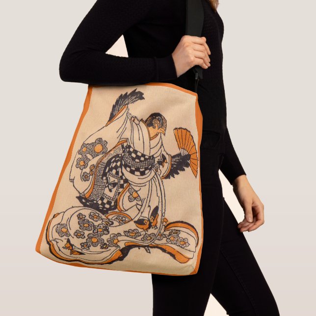 Japanese fairytale The Tongue Cut Sparrow print Crossbody Bag (Close Up)