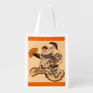 Japanese fairytale The Tongue Cut Sparrow print Reusable Grocery Bag