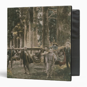 Japanese family being carried in litters, c.1880s 3 ring binder