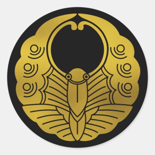 Japanese Family Crest-Butterfly Classic Round Sticker