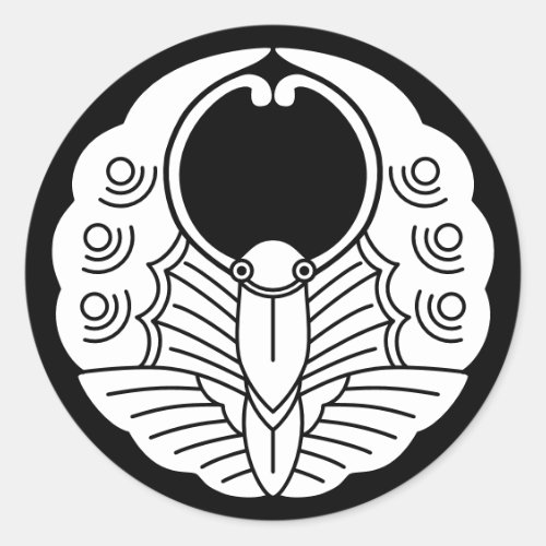 Japanese Family Crest-Butterfly Classic Round Sticker