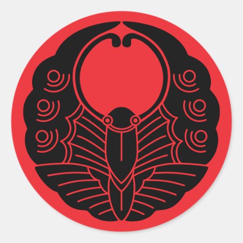 Japanese Family Crest-Butterfly Classic Round Sticker