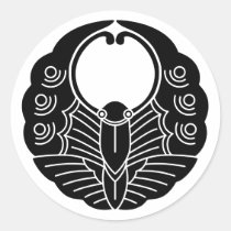 Japanese Family Crest-Butterfly Classic Round Sticker
