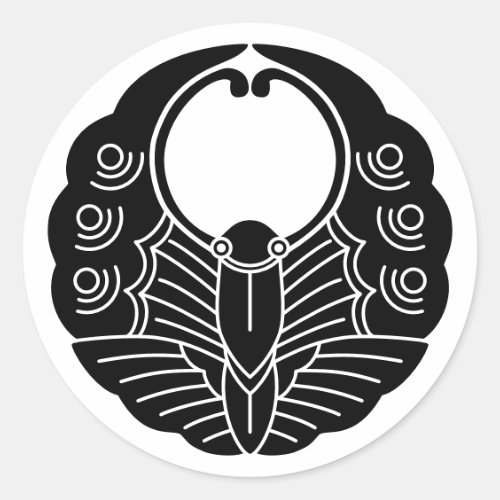 Japanese Family Crest-Butterfly Classic Round Sticker