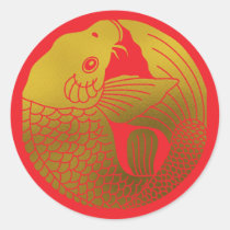 Japanese Family Crest-Carp Classic Round Sticker
