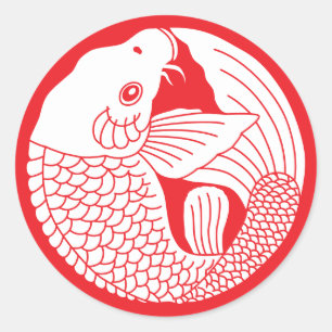 Japanese Family Crest-Carp Classic Round Sticker