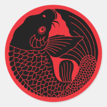 Japanese Family Crest-Carp Classic Round Sticker