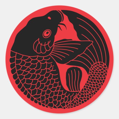 Japanese Family Crest-Carp Classic Round Sticker