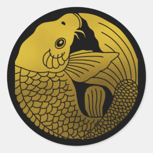 Japanese Family Crest-Carp Classic Round Sticker