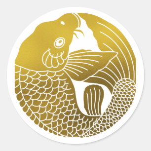 Japanese Family Crest-Carp Classic Round Sticker