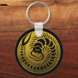 Japanese Family Crest-Centipede Keychain<br><div class="desc">This design is inspired by traditional Japanese "Kamon" symbols. Kamon are family crests that have been used for centuries in Japan to represent families and clans, deeply rooted in Japanese history and culture. These designs often incorporate motifs such as plants, animals, and geometric patterns. This artwork reinterprets the elegance of...</div>