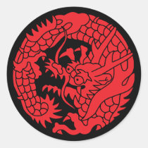 Japanese Family Crest-Dragon Classic Round Sticker