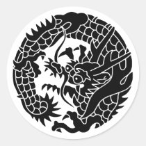 Japanese Family Crest-Dragon Classic Round Sticker