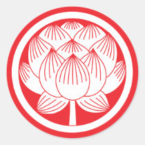 Japanese Family Crest-Lotus Classic Round Sticker