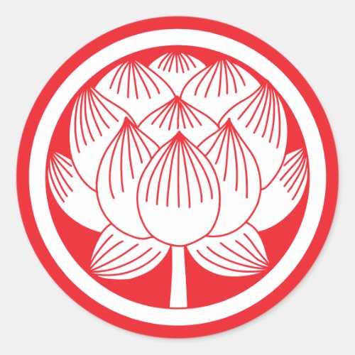 Japanese Family Crest-Lotus Classic Round Sticker