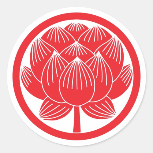 Japanese Family Crest-Lotus Classic Round Sticker