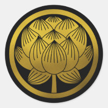 Japanese Family Crest-Lotus Classic Round Sticker