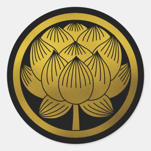 Japanese Family Crest-Lotus Classic Round Sticker
