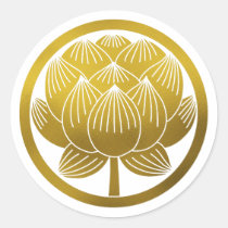 Japanese Family Crest-Lotus Classic Round Sticker