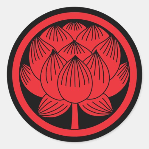 Japanese Family Crest-Lotus Classic Round Sticker