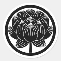 Japanese Family Crest-Lotus Classic Round Sticker