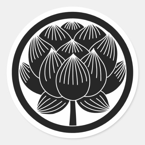 Japanese Family Crest-Lotus Classic Round Sticker