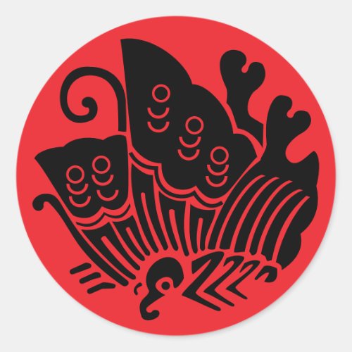 Japanese Family Crest-swallowtail butterfly Classic Round Sticker