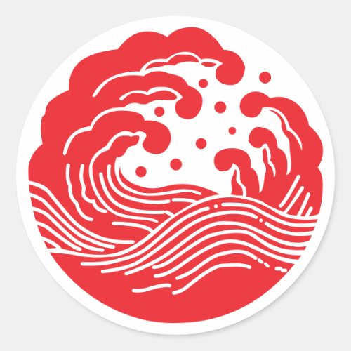 Japanese Family Crest-Wave Classic Round Sticker