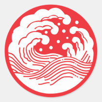Japanese Family Crest-Wave Classic Round Sticker