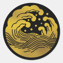 Japanese Family Crest-Wave Classic Round Sticker