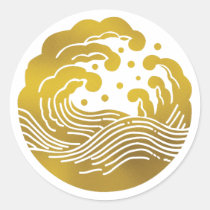 Japanese Family Crest-Wave Classic Round Sticker