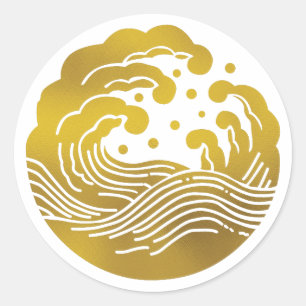 Japanese Family Crest-Wave Classic Round Sticker