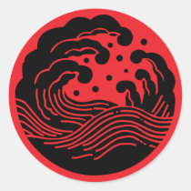 Japanese Family Crest-Wave Classic Round Sticker