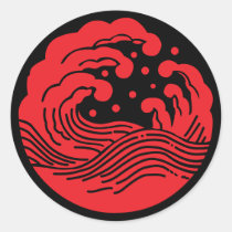 Japanese Family Crest-Wave Classic Round Sticker