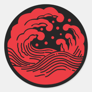 Japanese Family Crest-Wave Classic Round Sticker