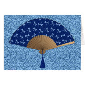 Japanese Fan, Dragonfly Pattern, Cobalt Blue (Front Horizontal)