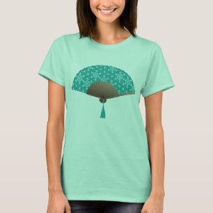 Japanese Fan in Asanoha pattern, Turquoise T-Shirt