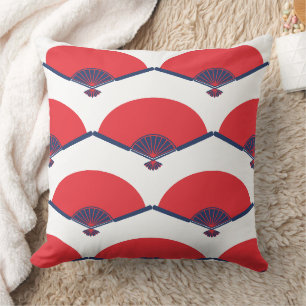 Japanese Fan Pattern Custom Text on Back Throw Pillow