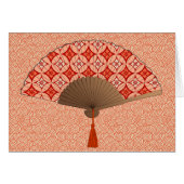 Japanese Fan, Shippo Motif, Mandarin Orange (Front Horizontal)