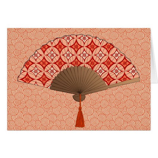 Japanese Fan, Shippo Motif, Mandarin Orange (Front Horizontal)