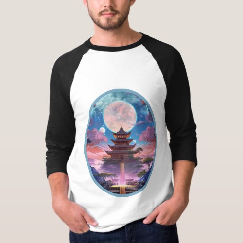Japanese Fantasy Garden Print Design T_Shirt
