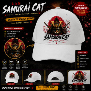 Japanese Fantasy Warrior Cat samurai Cat Hat