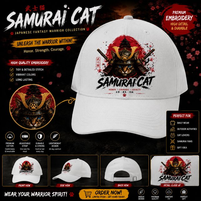 Japanese Fantasy Warrior Cat | samurai Cat Hat (Creator Uploaded)
