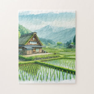Japanese Farmhouse and Rice Fields – Rural Puzzle