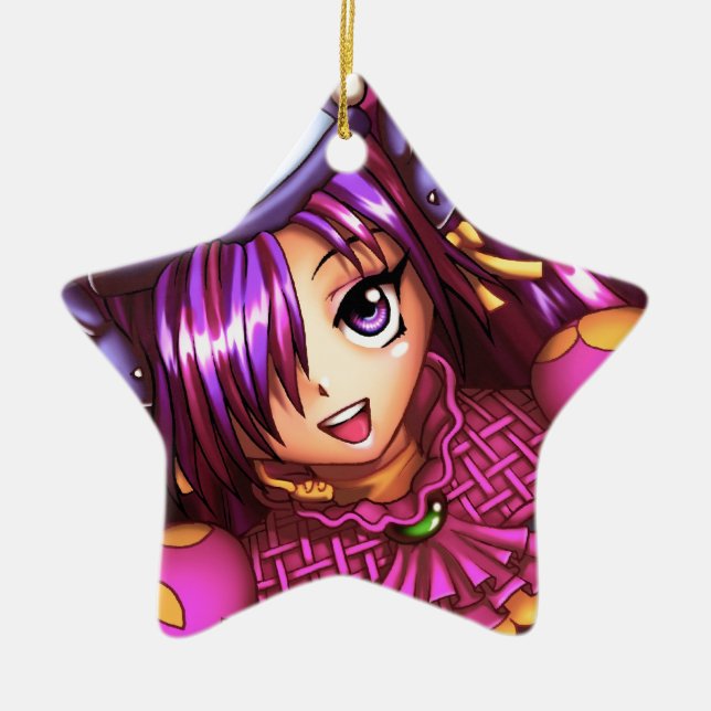 Japanese Fashion Anime Girl Ceramic Ornament (Front)