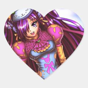 Japanese Fashion Anime Girl Heart Sticker