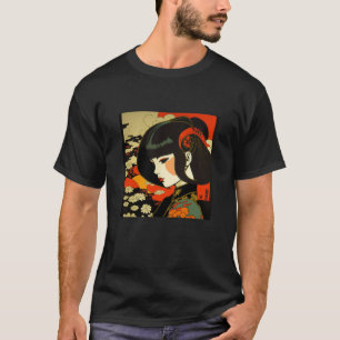 Japanese Female Geisha Samurai Retro Vintage Kimon T-Shirt