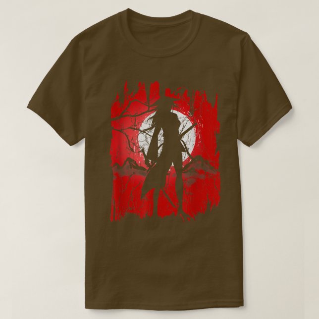 Japanese Female Samurai Shadow Girl, Samurai (2) T-Shirt (Design Front)