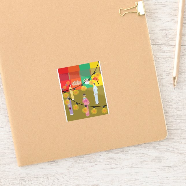 Japanese Festival at Night Sticker (Notebook)